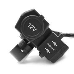 12V/24V 3.1A Waterproof Motorcycle Dual USB Charger with LED Voltmeter Socket