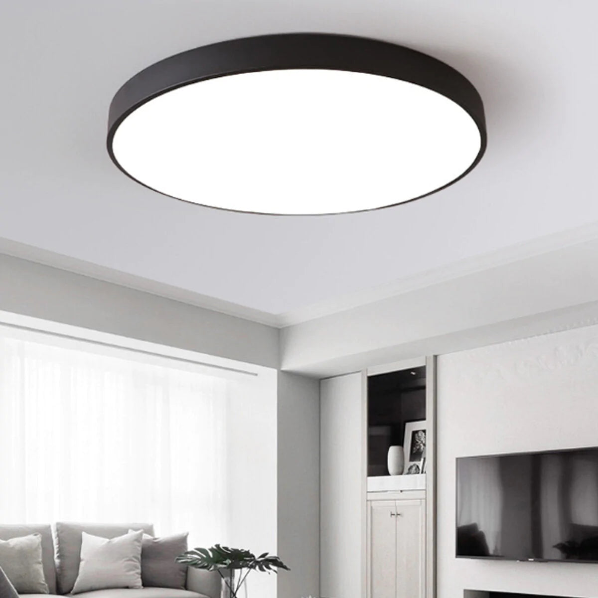 Ultra Thin LED Ceiling Light - Round Flush Mount Fixture for Kitchen & Home