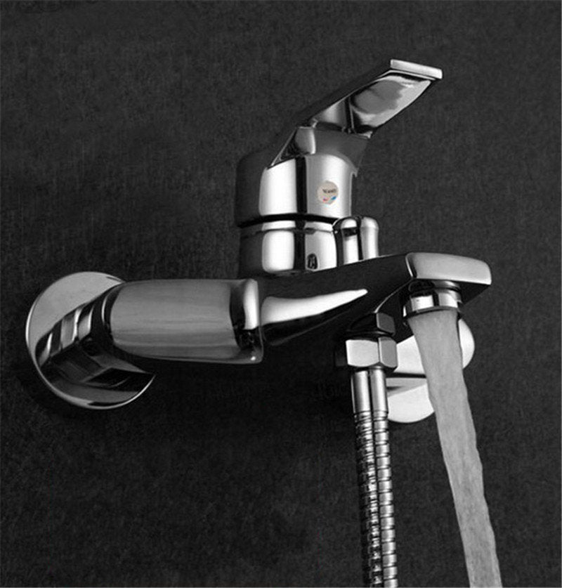 Modern Wall-Mount Bathroom Faucet: Tub, Shower Head, and Valve Mixer