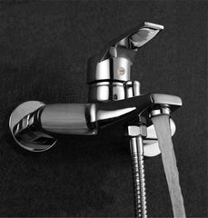 Modern Wall-Mount Bathroom Faucet: Tub, Shower Head, and Valve Mixer