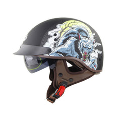 Vintage Retro Half Face Motorcycle Helmet with Inner Sun Visor for Electric Scooter and Cruise Safety