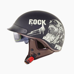 Vintage Retro Half Face Motorcycle Helmet with Inner Sun Visor for Electric Scooter and Cruise Safety