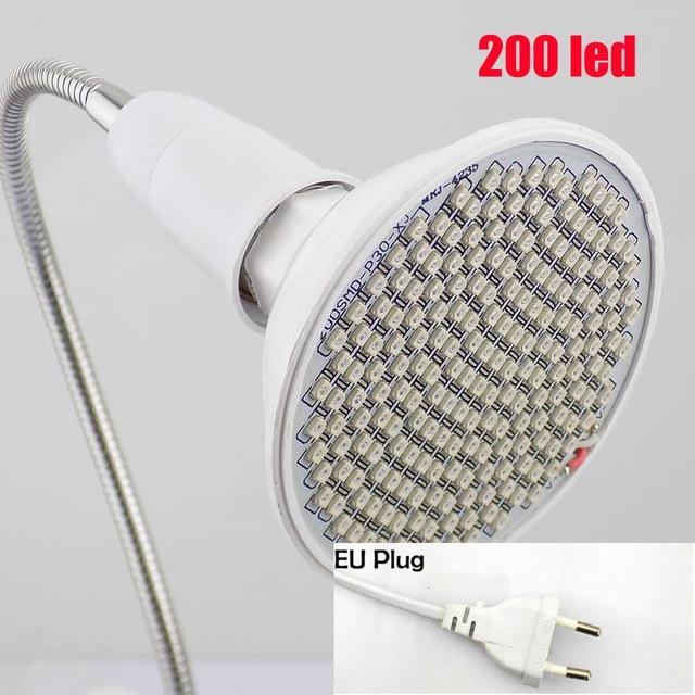 60W 126-200 LED Plant Grow Light Bulb - 360 Degree Flexible Desk Lamp for Greenhouse Flowers