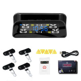 Solar Car 360 Degree Rotation Tire Pressure Monitoring System with LCD Display, Digital Clock, and Tyre Temperature Alarm