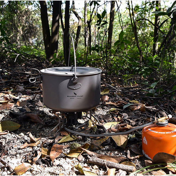 Large Capacity Titanium Camping Pot - Portable Outdoor Hanging Pot & Picnic Water Cup