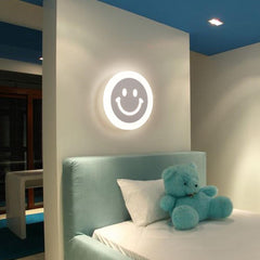 Runde 10-W-LED-Wandleuchte – Smile-Design für Wohnzimmer, Gang, Innenbereich, Nachttischlampe