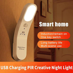 Drehbare LED-Wandleuchte mit menschlichem Körpersensor, wiederaufladbare Nachtlampe über USB, PIR-Sensor, Notfall-Taschenlampe