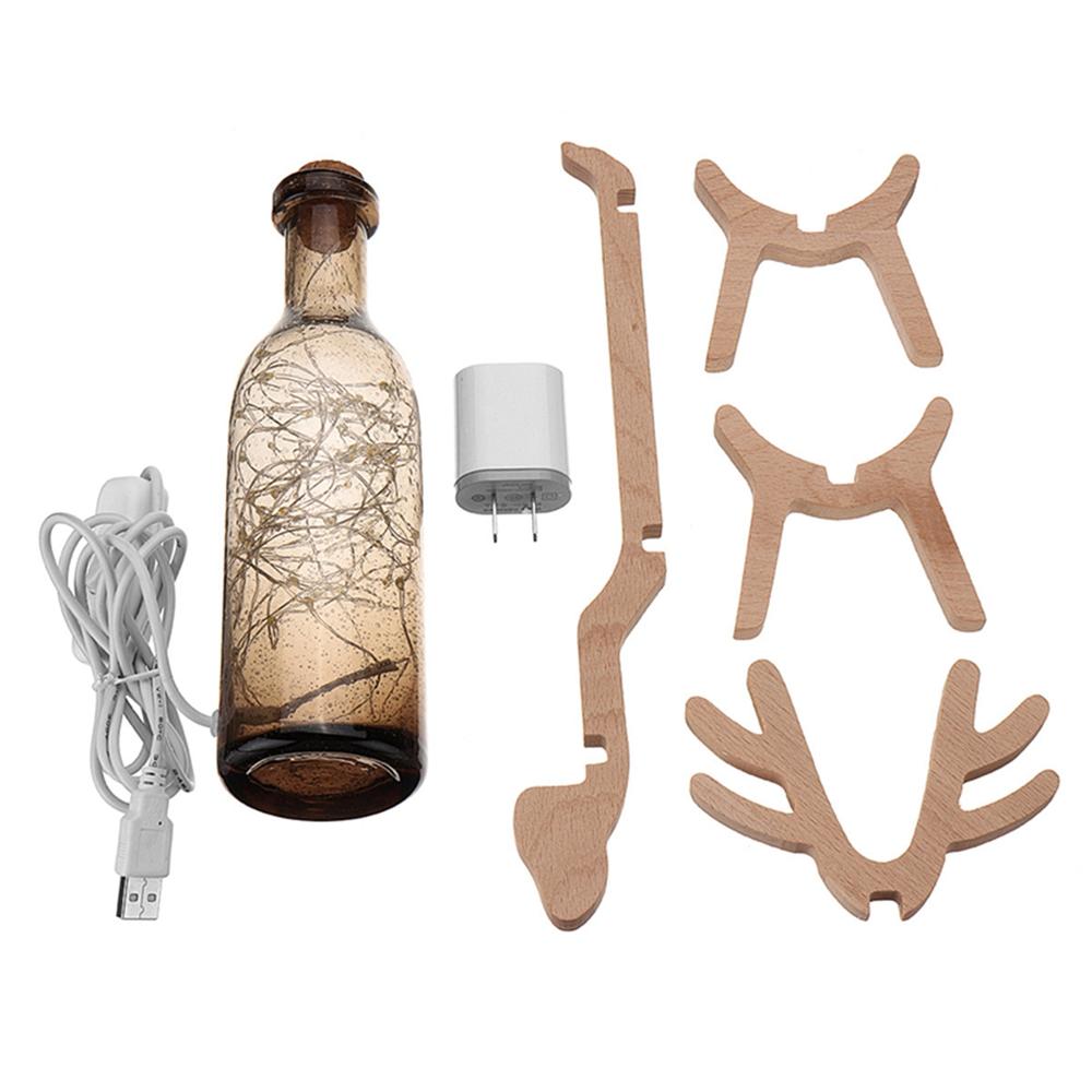 LED Glass Fairy Elk Deer Light Bottle Jar - Night Light Table Lamp for Christmas Home Decor Gift