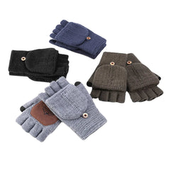 Unisex Knitted Half-Finger Gloves - Antifreeze, Warm, Thickened, Plus Velvet for Autumn & Winter