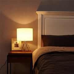 Modern Hollowed Out Bedside Table Lamp with Shade for Living Room or Bedroom Desk