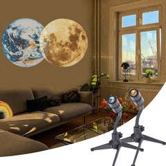 LED Sky Night Light Projector: 360 Degree Rotatable, USB Rechargeable, Moon & Earth Projection Lamp