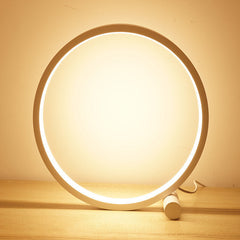 15CM LED Dimmable Circular Desk Lamp with USB - Night Light for Living Room, Bedroom, Bedside