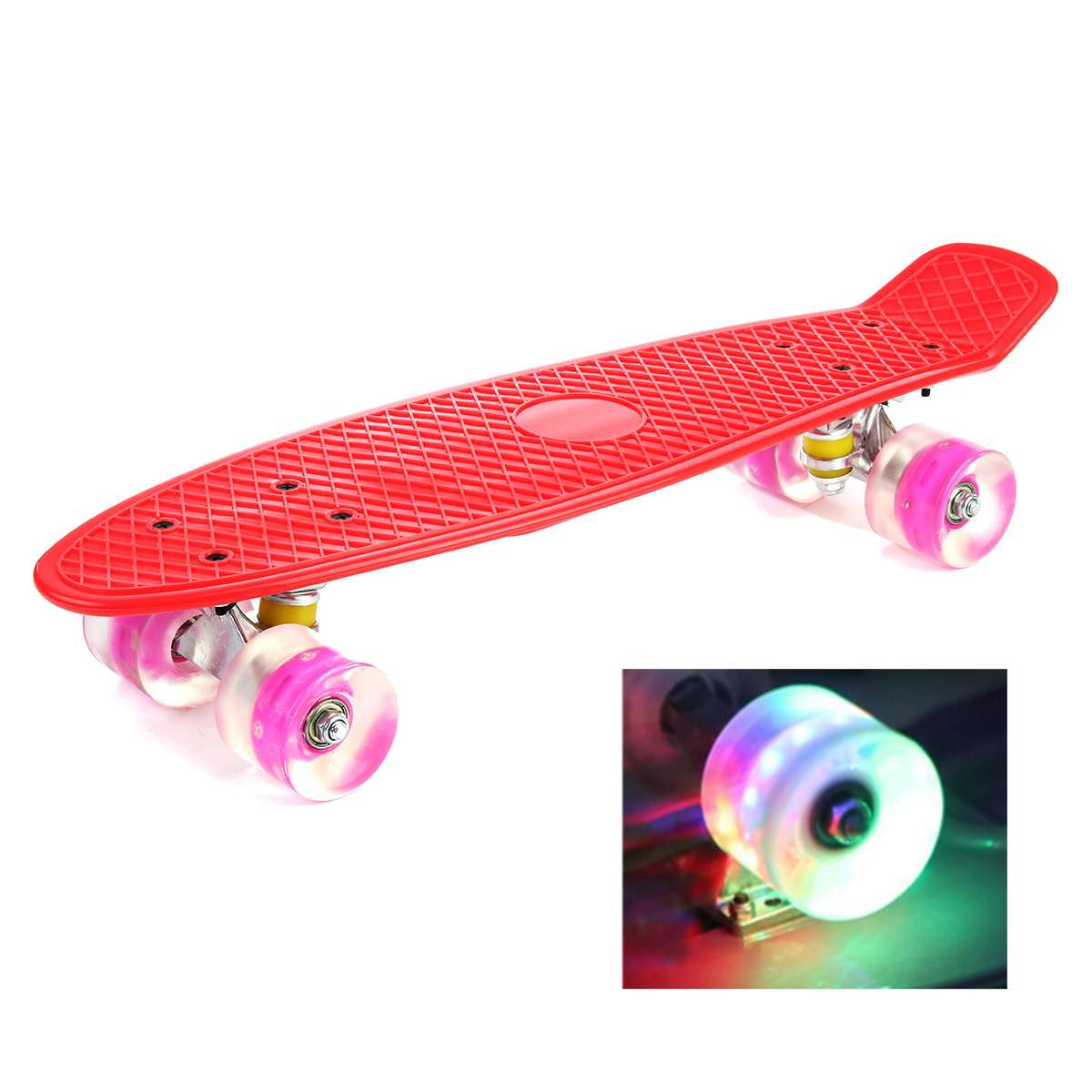 Pastel Color Mini Longboard with LED Flashing Four Wheels Retro Skateboard