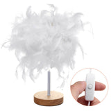 Modern White Feather Shade USB Table Lamp - Elegant Bedside Desk Night Light for Home Bedroom Decor