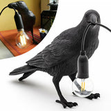 Black/White Resin Crow Table Lamps - Bird Desk Lamp & Bedroom Wall Sconce Light Fixtures