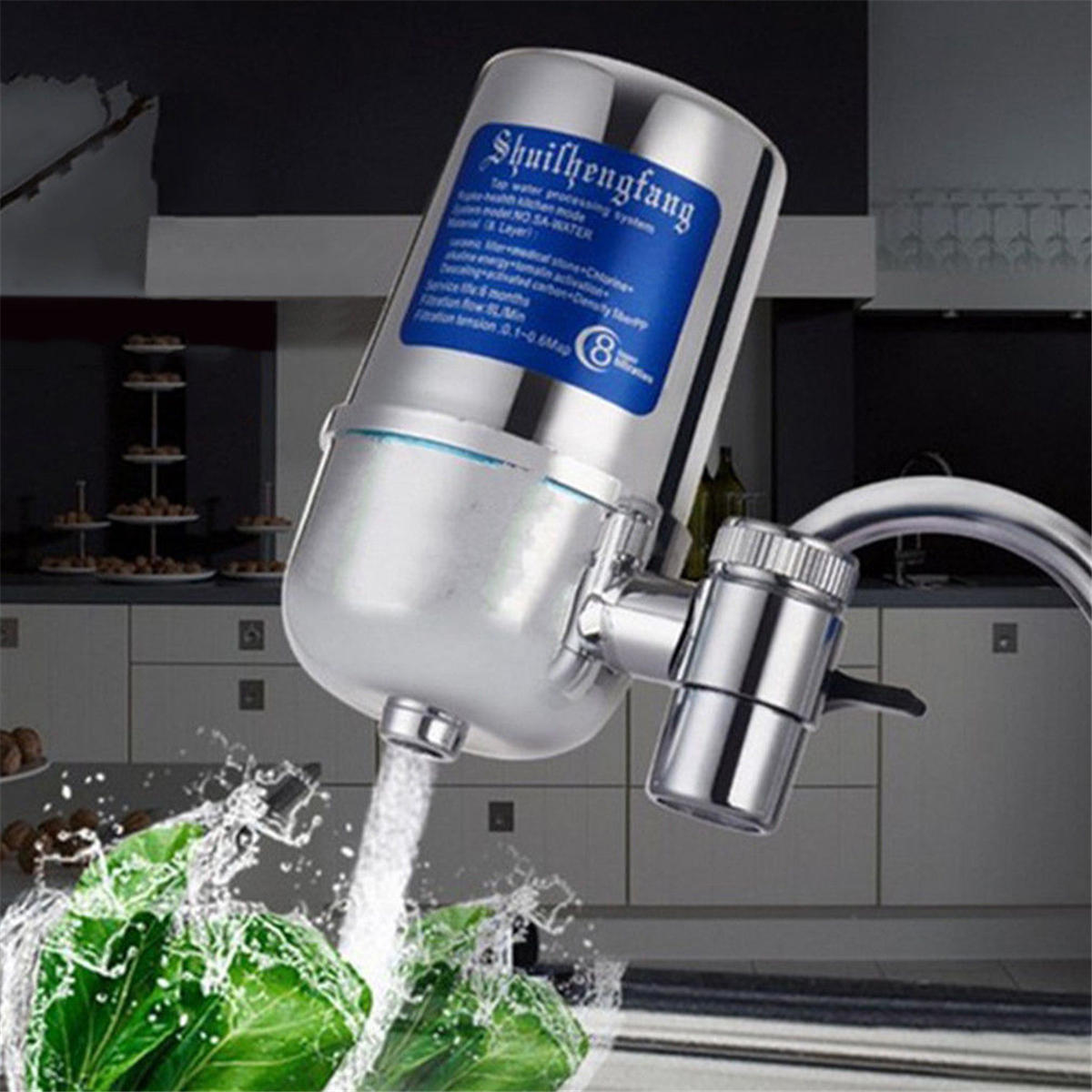 8-Layer Ceramic Water Filter Purifier Cartridge with Activated Carbon for Kitchen Faucet Tap