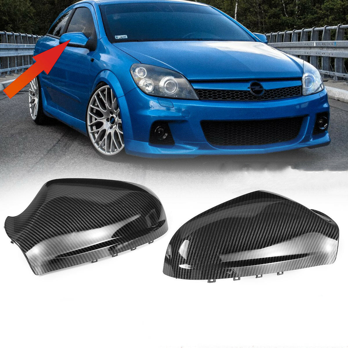 Carbon Fiber Look Rearview Mirror Covers - Door Wing Rear View Caps