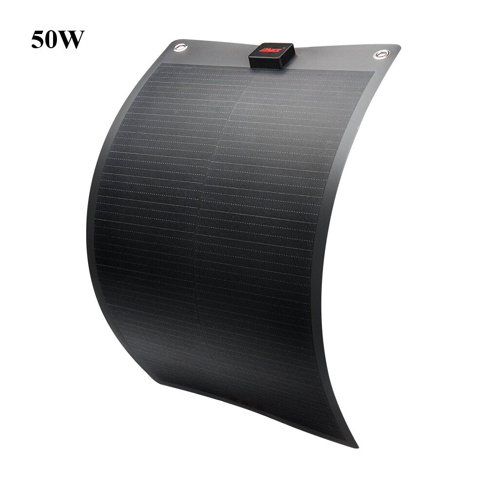 Flexible 25W/50W 19V Solar Panel PET Monocrystalline Cell Battery Charger with DC & USB Output for Camping, RV, Yacht, Car, Truck