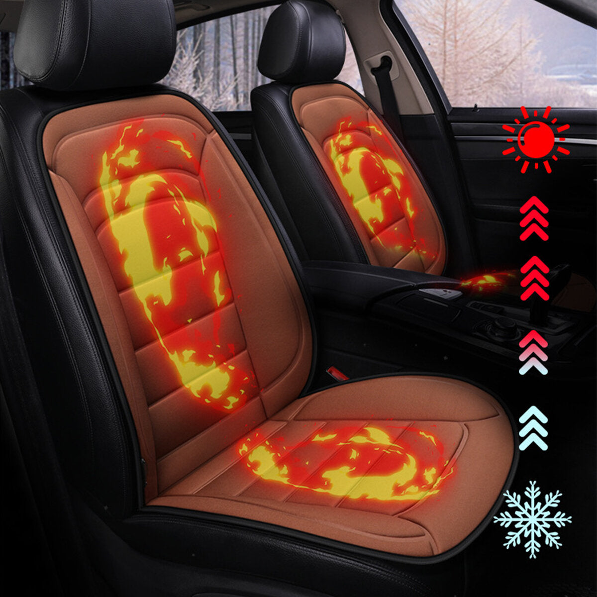 12V Universal Heated Seat Cushion Cover for Car RV - Winter Warmer Pad Heater