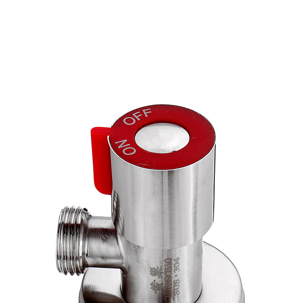 Stainless Steel Brushed Hot & Cold Water Triangle Valve G1/2 Thread Angle Valve w/ Rotatable Switch for Toilet/Sink/Heater