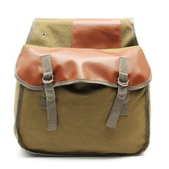 Khaki Canvas Motorcycle Side Saddle Bag - Durable Luggage for Bikes
