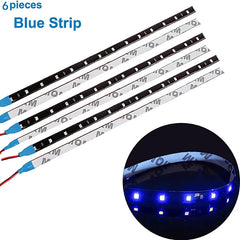 6Pcs DC12V LED Strip Lights for Car Motorcycle - Waterproof, Multi-Color Decorative Atmosphere Lamps