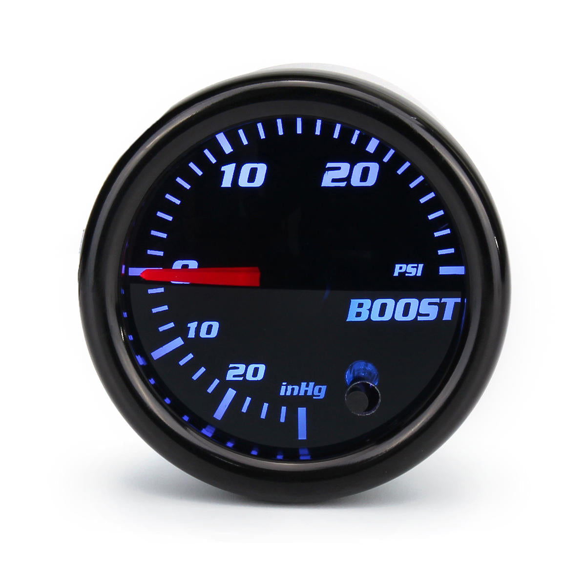 12V 52mm Turbo Boost Gauge Vacuum Pressure Meter 0-30PSI 7 Color LED Black Lens