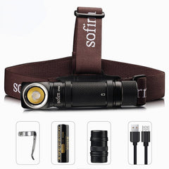 USB Rechargeable LED Headlamp LH351D 1200lm - TIR Optics, 18650/18350, Magnetic Tail, Angle Flashlight