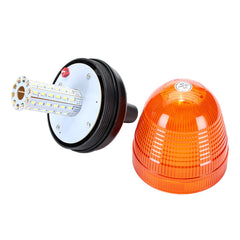 60 LED Amber Rotating Flashing Beacon Light, DIN Pole Mount, 12/24V Tractor Warning Lamp