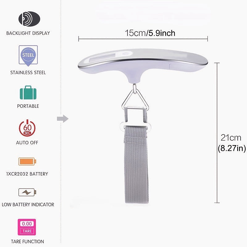 110lb/50kg Digital Portable Luggage Scale with 4 Units for Suitcases