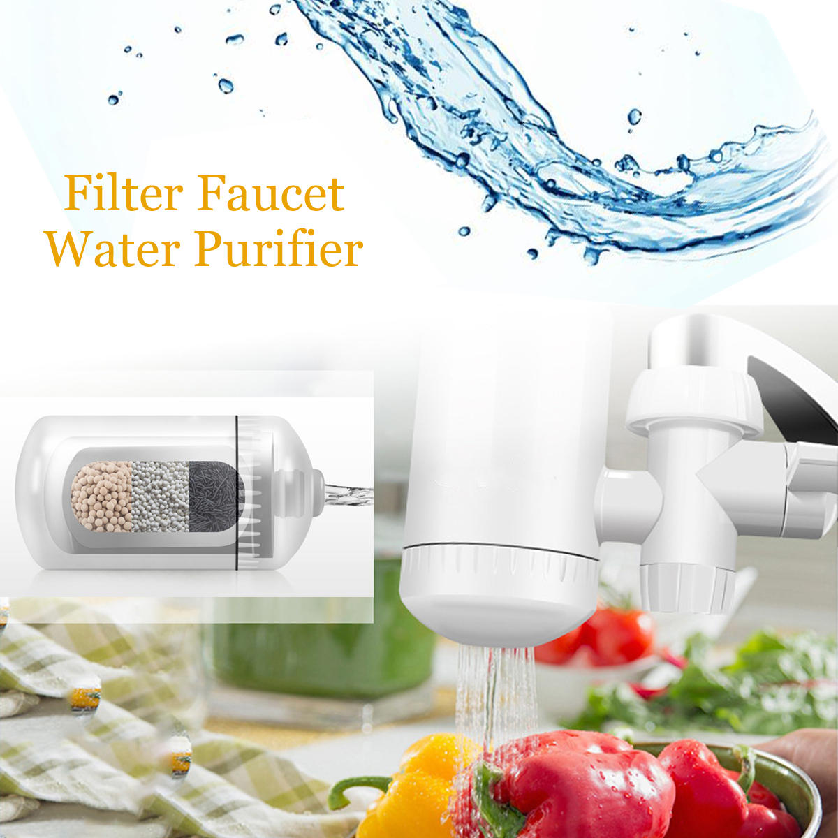 3L/min Replaceable Kitchen Water Filter Faucet Tap Device - Washable Purifier