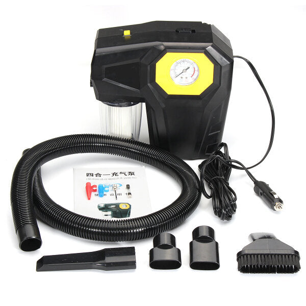 150psi 4-in-1 Tire Inflator Air Pump with LED Light, Auto Air Compressor & Vacuum Cleaner