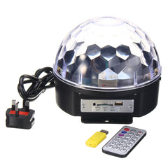 18W RGB LED Crystal Ball Stage Light with Remote Control, MP3, for DJ Club Pub Disco Party, AC100-240V