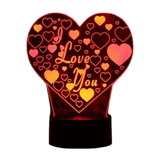 I Love You LED 3D Night Light - Colorful, Remote Control, Touch Sensor, Desktop Lamp