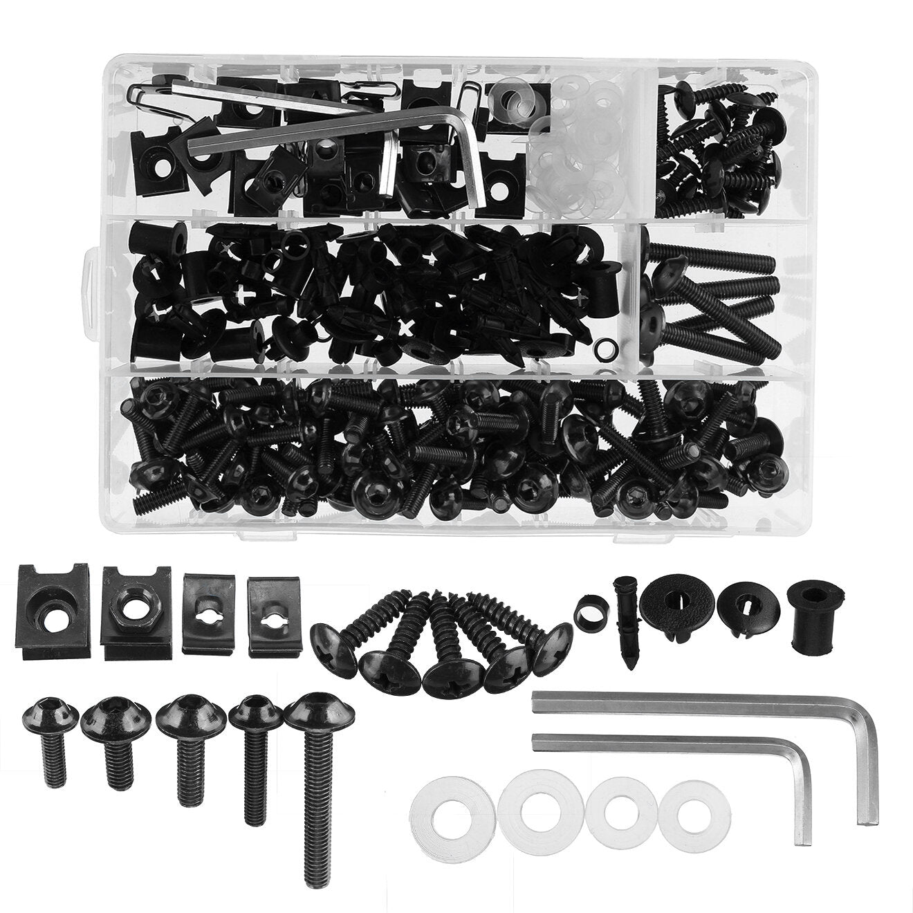 251pcs Motorcycle Sportbike Fairing Bolt Kit - Body Fasteners, Clips, Screws Set