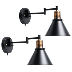 220V Adjustable LED Wall Light Fixture with Lampshade for Dining Room - Bulb Not Included