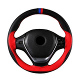 38cm Universal DIY Microfiber Leather Car Steering Wheel Cover - Non-Slip with Needles and Thread