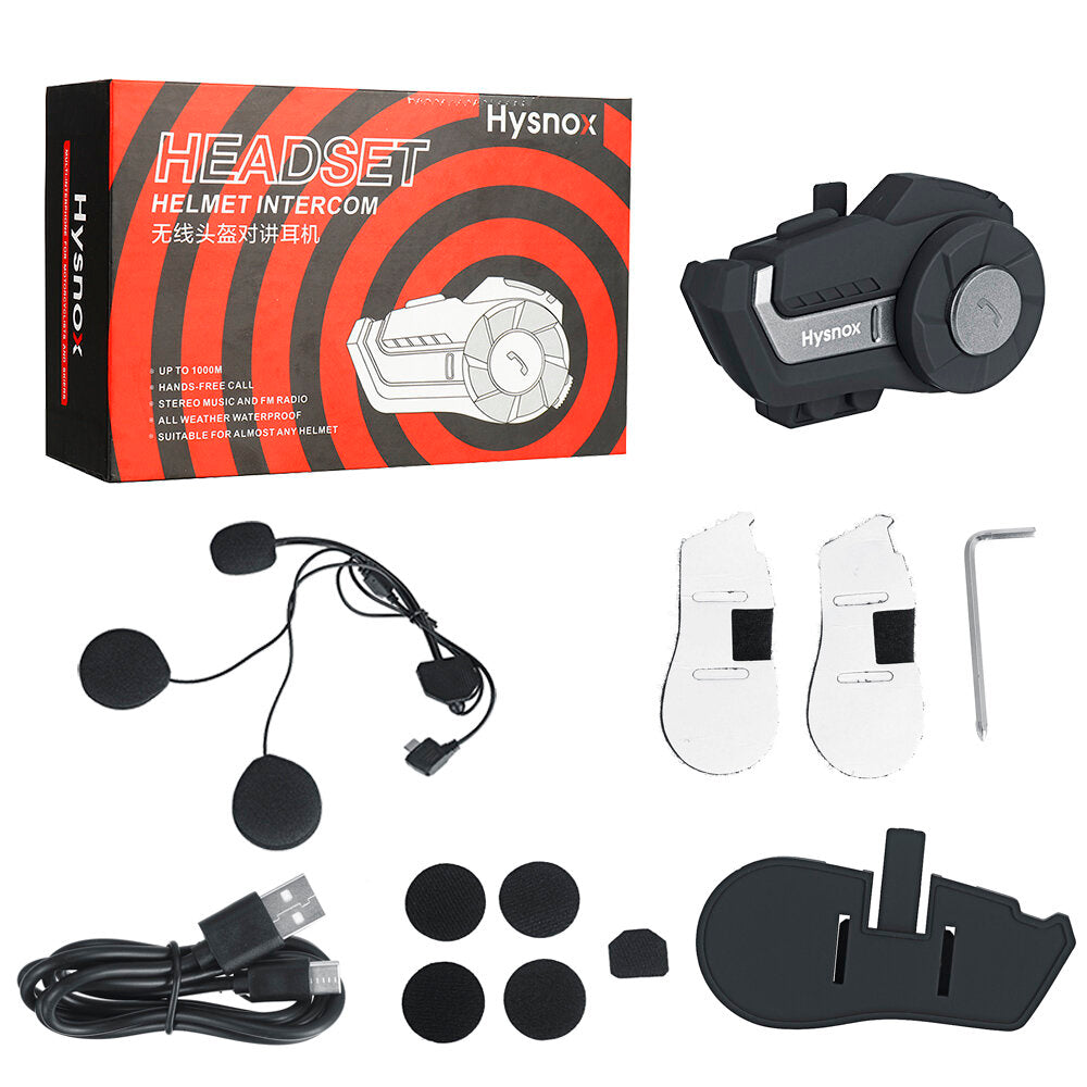 1000M Helmet Intercom: Universal Pairing, Multi-Language Motorcycle Bluetooth Headset, Waterproof, Wireless FM Radio