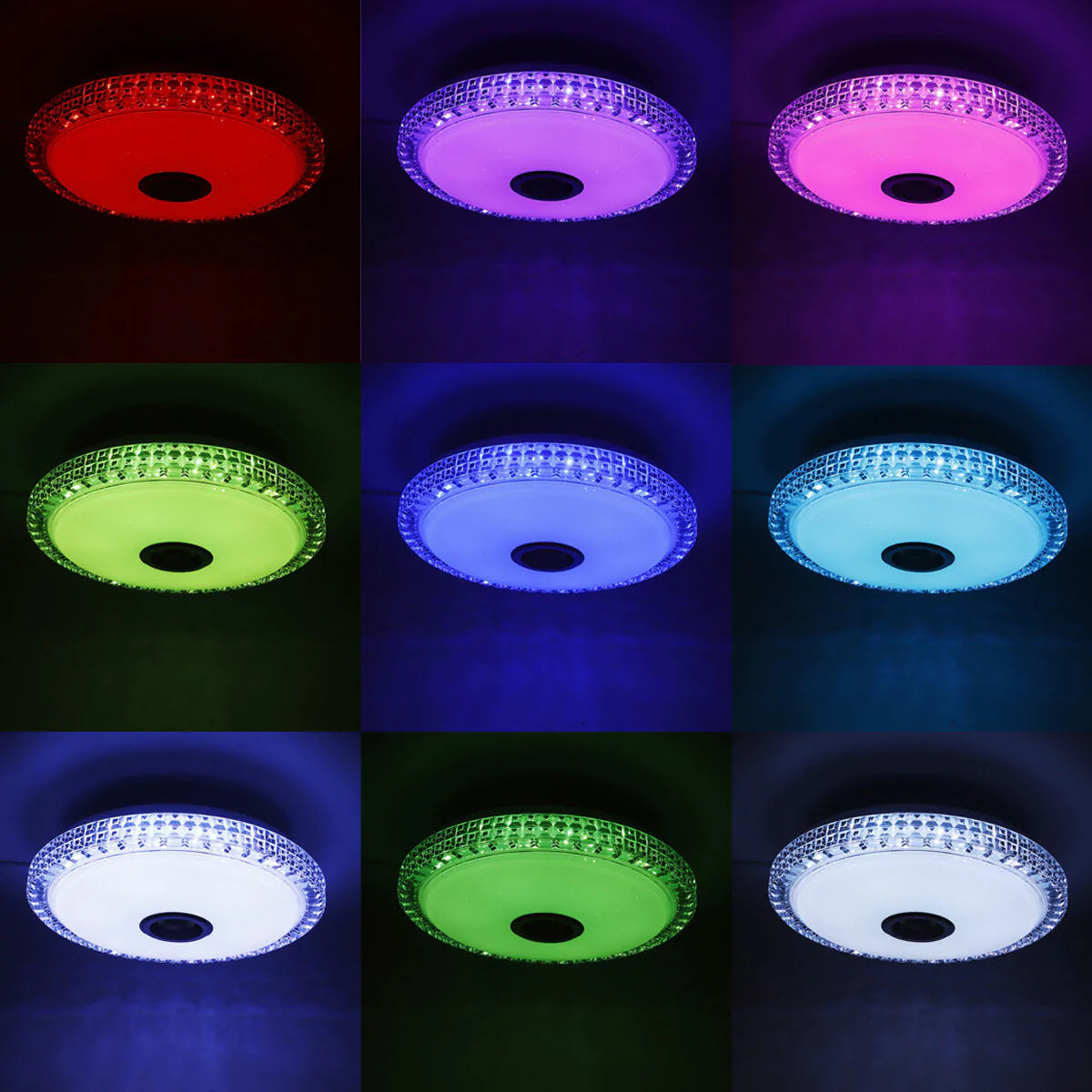 Smarte RGB-LED-Deckenleuchte – Unterputzmontage, Bluetooth, Fernbedienung, dimmbar