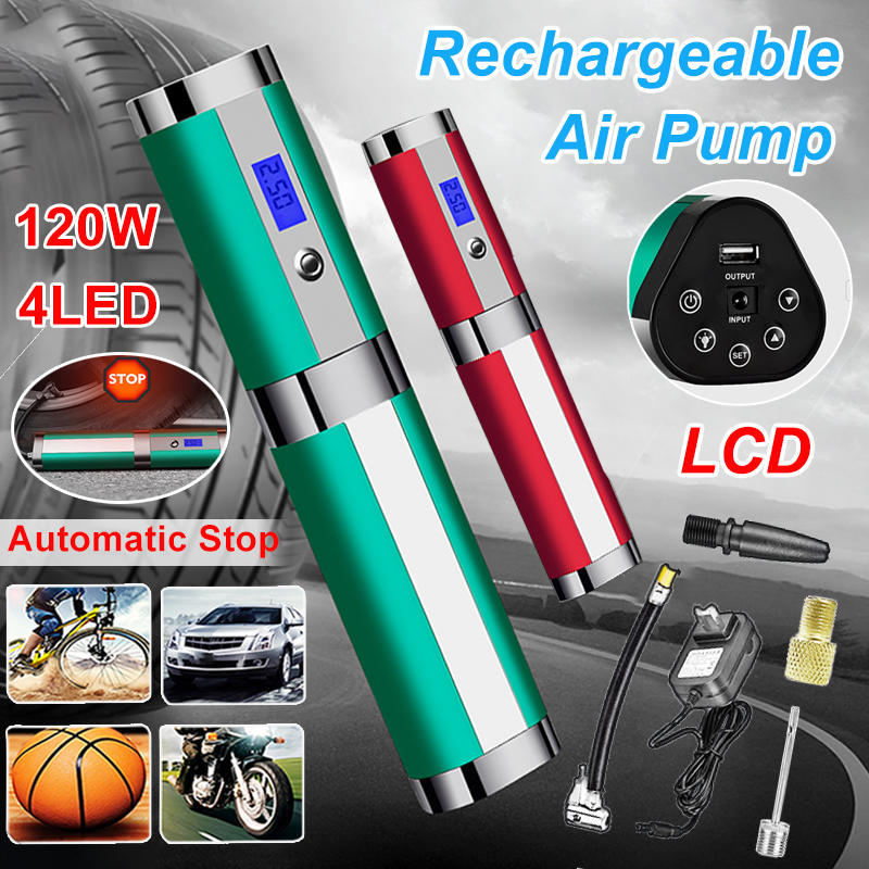 120W Wireless Air Tire Pump - 35L/min LED USB Compressor Digital Inflator for Motorcycle, Bicycle, Car