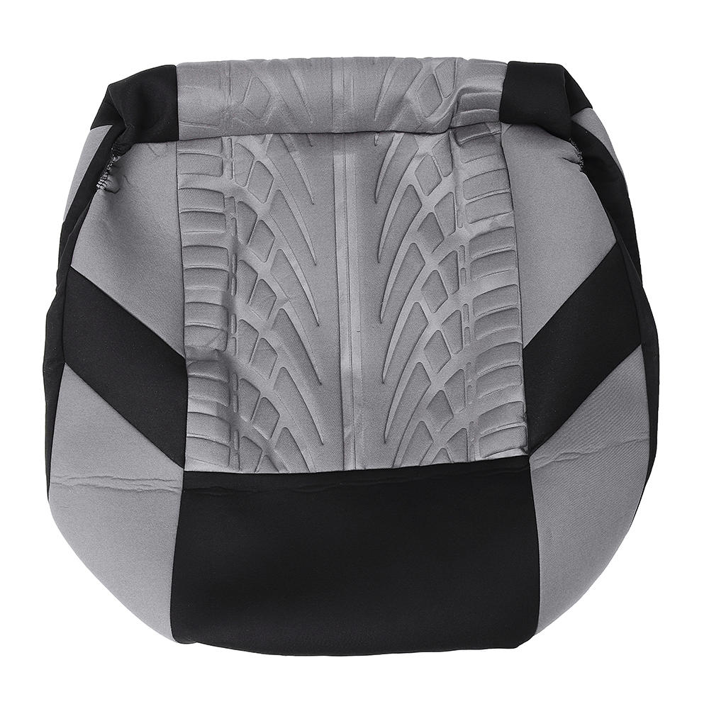 Universal Double Seat Fabric Car Front Seat Cover Cushion Protector - Full Surround, Black and Grey