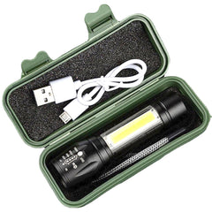 Portable Rechargeable Zoom LED Flashlight Torch with 3 Lighting Modes - Mini Camping Lantern Light