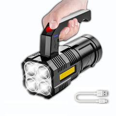 5-Core XPE+COB LED Handheld Flashlight with Built-in Battery and Sidelight - Powerful ABS Searchlight