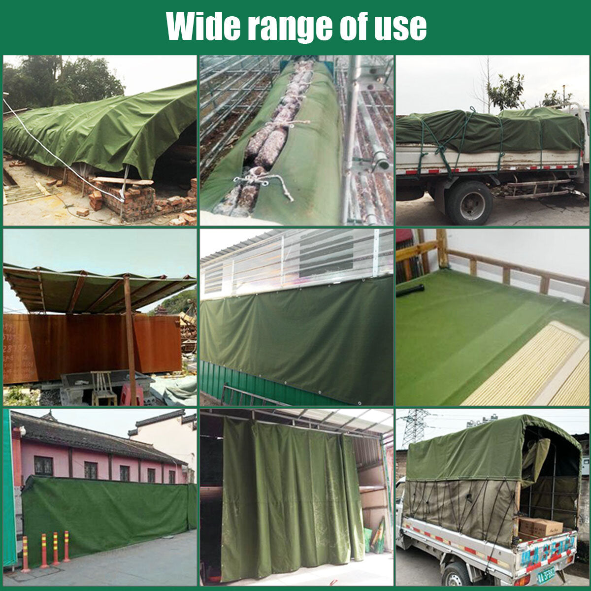 Heavy Duty Army Green Canvas Tarp - Waterproof, Dustproof Cover for Truck, Boat, Store, Roofing Sheets