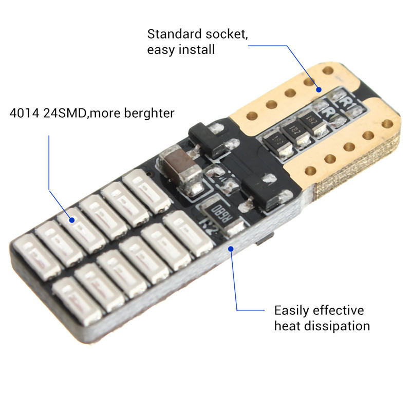 3W 4014SMD 24 LED Canbus Error-Free License Plate & Interior Light Bulb