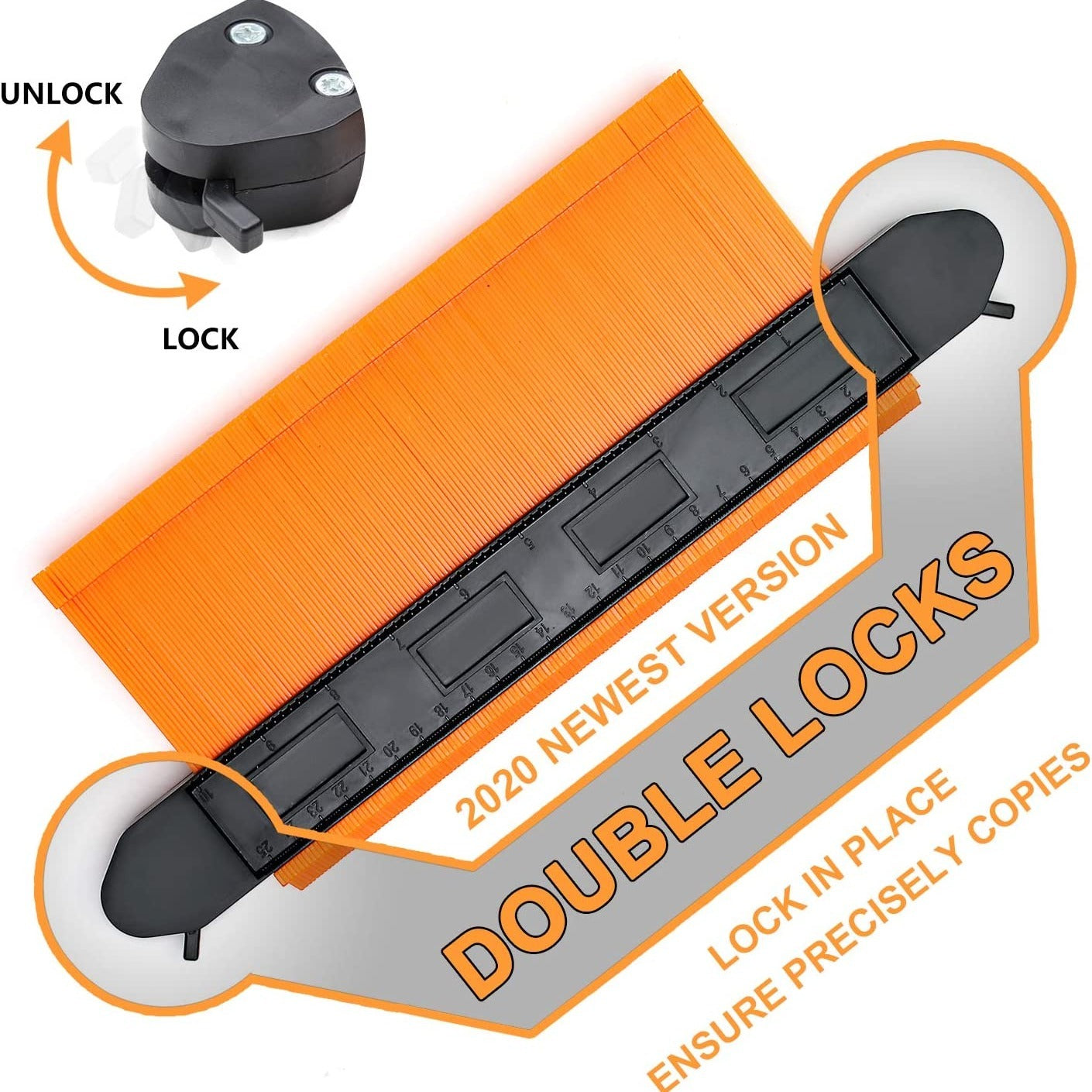 Contour Gauge with Lock - Precision Profile Measuring Tool and Smart Ruler