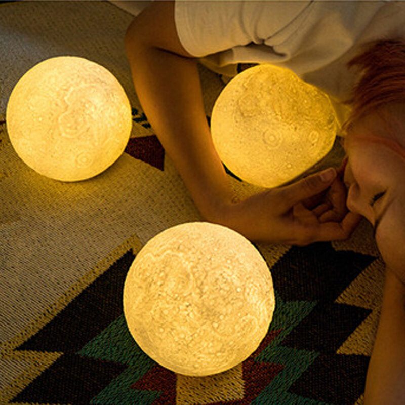 3D PVC Moon Light - Remote Dimming LED, USB Charging, Night Aroma Light