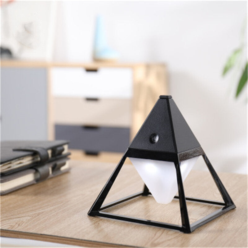 Pyramid Shape LED Night Light with USB Charging, 2200mAh Battery, Diffuser Wall Lamp