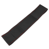 Black Red Line Hand-Sewn Car Steering Wheel Cover Set