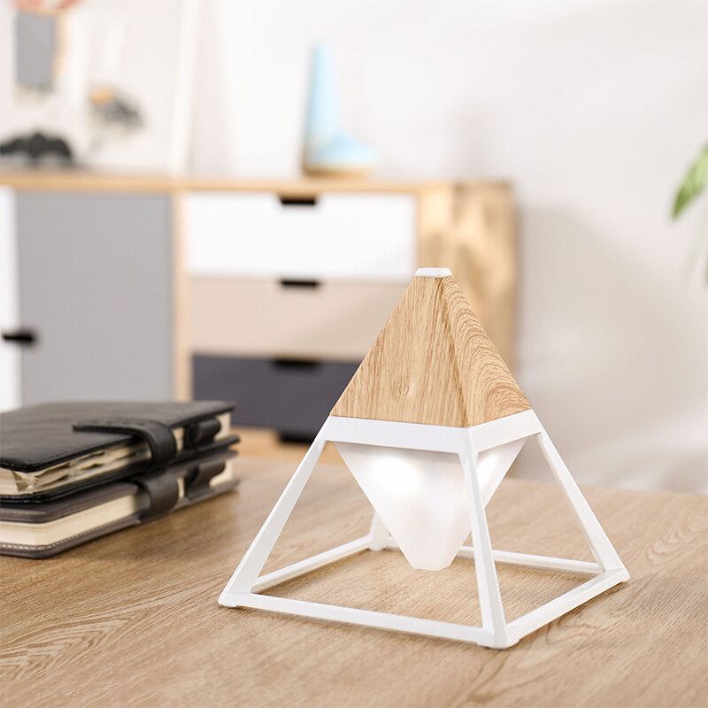 Pyramid Shape LED Night Light with USB Charging, 2200mAh Battery, Diffuser Wall Lamp